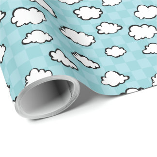 Papier Cadeau Papier d'emballage de nuages de damier