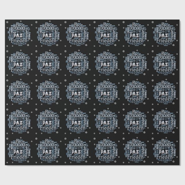 Papier Cadeau Papier d'emballage de paix multilingue Chrome sur  (Plat)