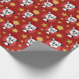 Papier Cadeau Papier d'emballage de panda de Noël