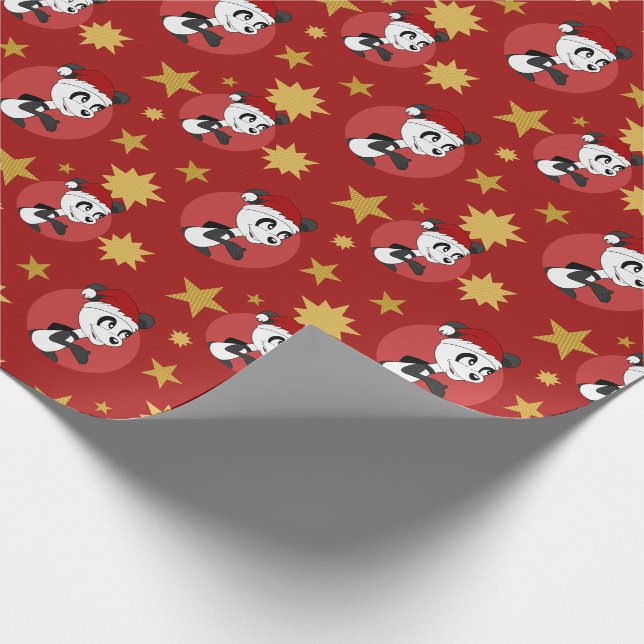 Papier Cadeau Papier d'emballage de panda de Noël (Coin)