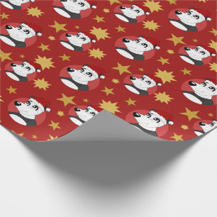 Papier Cadeau Papier d'emballage de panda de Noël