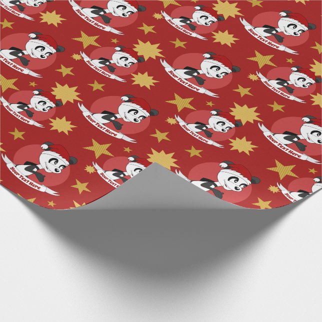 Papier Cadeau Papier d'emballage de panda de Noël (Coin)