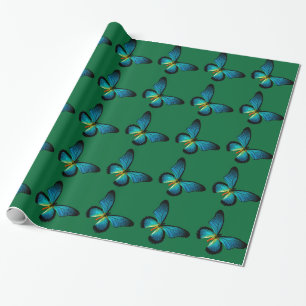 Papier Cadeau Papier d'emballage de papillon bleu