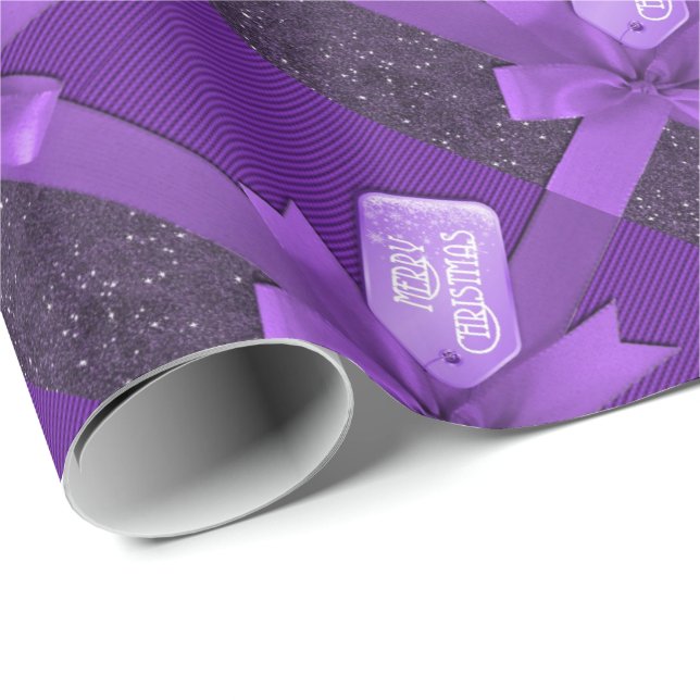 Papier Cadeau Papier d'emballage de paquet pourpre de Noël (Coin rond)