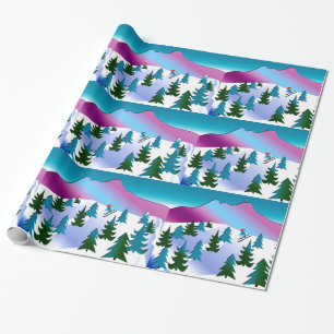 Papier Cadeau Papier d'emballage de pente de ski de vacances