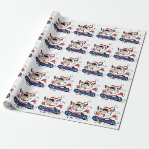 Papier Cadeau Papier d'emballage de Père Noël de surf des neiges