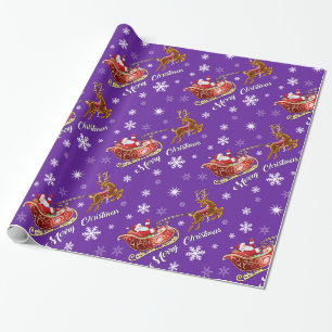 Papier Cadeau Papier d'emballage de Père Noël et de Sleigh.