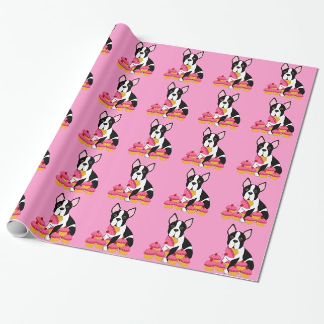 Papier Cadeau Papier d'emballage de petits gâteaux de Boston (Déroulé)
