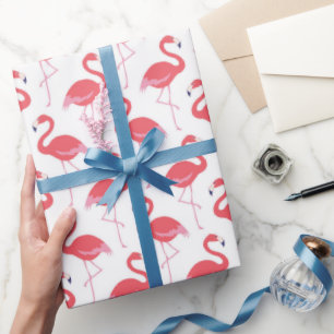 Papier Cadeau Papier d'emballage de plage rose flamingo