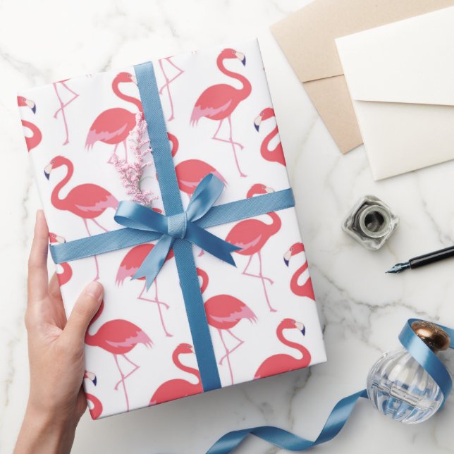 Papier Cadeau Papier d'emballage de plage rose flamingo (Cadeaux)