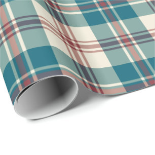 Papier Cadeau Papier d'emballage de plaid beige rouge de marine