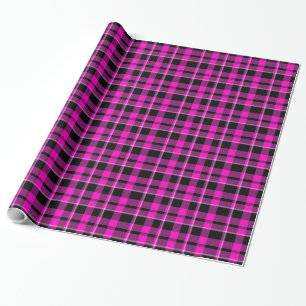 Papier Cadeau Papier d'emballage de plaid rose et noir