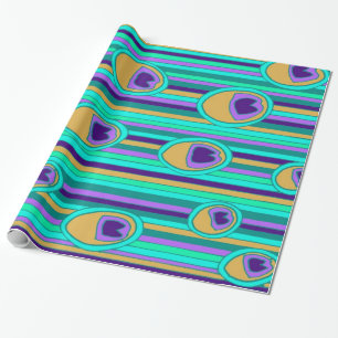 Papier Cadeau Papier d'emballage de plume de paon