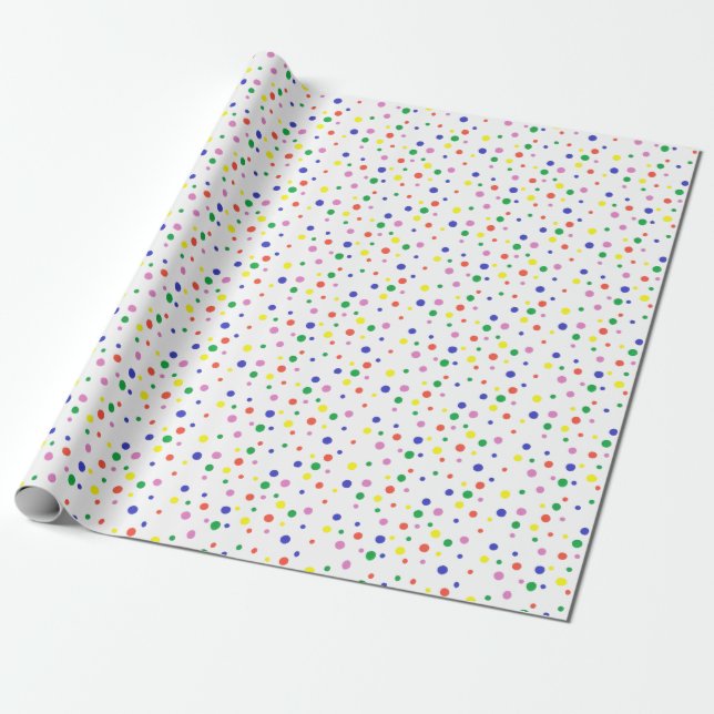 Papier Cadeau Papier d'emballage de pois coloré (Déroulé)