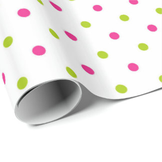 Papier Cadeau Papier d'emballage de pois rose et vert