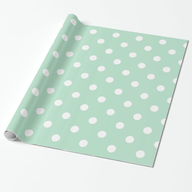 Papier Cadeau Papier d'emballage de pois vert en bon état (Déroulé)