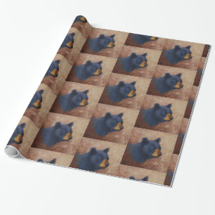 Papier Cadeau Papier d'emballage de portrait d'ours noir