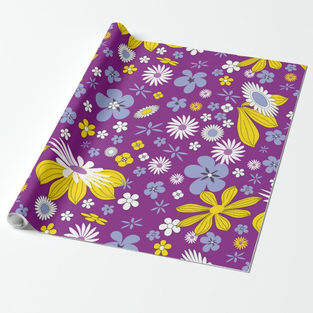 Papier Cadeau papier d'emballage de puissance de fleur (Déroulé)