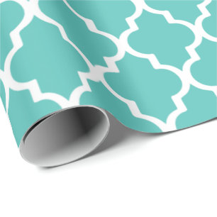 Papier Cadeau Papier d'emballage de Quatrefoil - turquoise