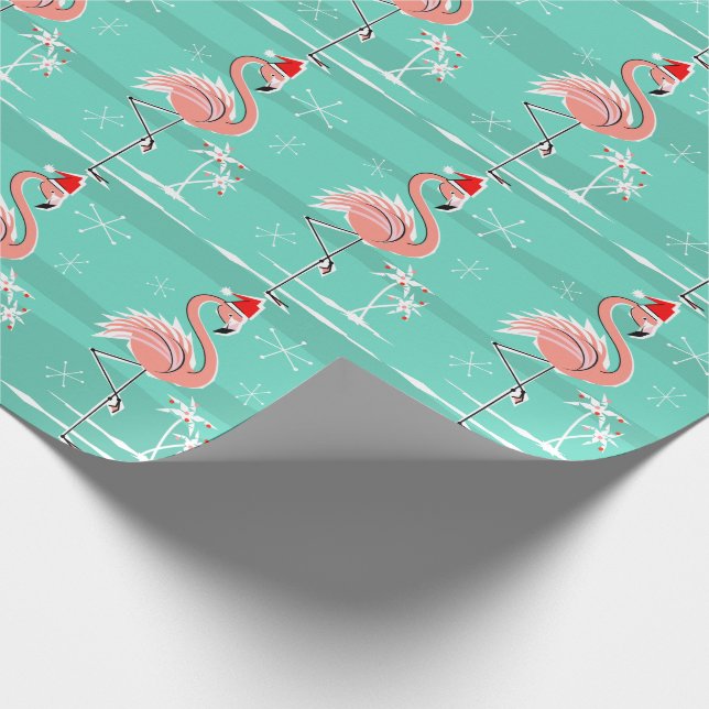 Papier Cadeau Papier d'emballage de rayure de Flamant rose de (Coin)