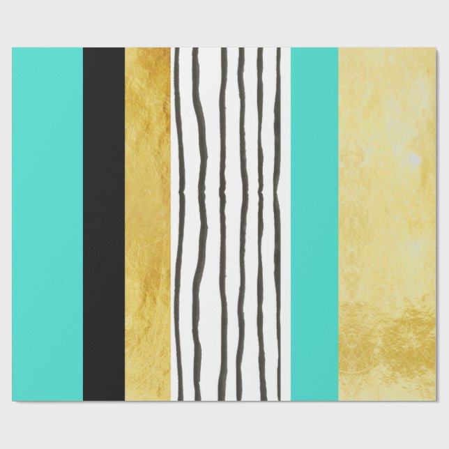 Papier Cadeau Papier d'emballage de rayures noires et blanches (Plat)