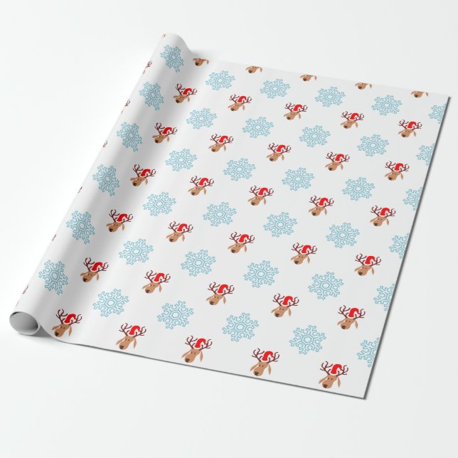 Papier Cadeau Papier d'emballage de rennes père Noël (Déroulé)