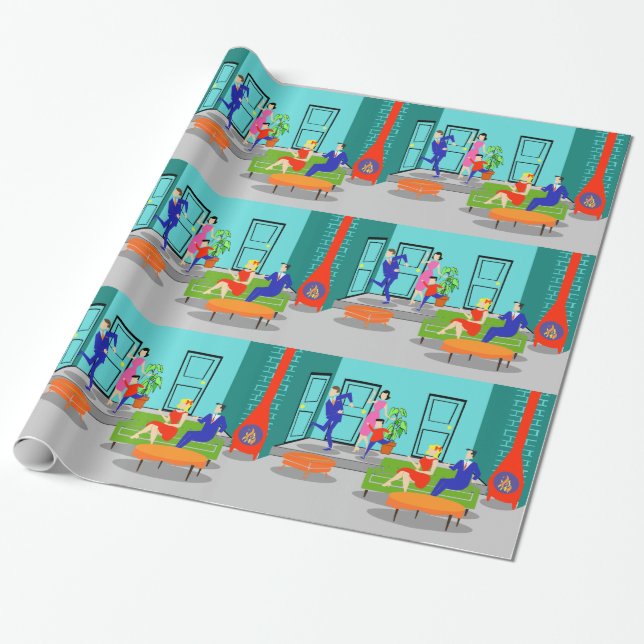 Papier Cadeau Papier d'emballage de rétro télévision classique (Déroulé)