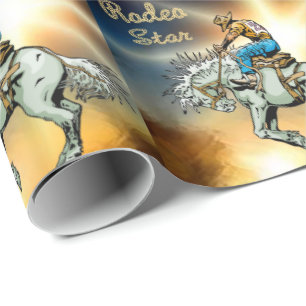 Papier Cadeau Papier d'emballage de rodéo d'étoile de cavalier