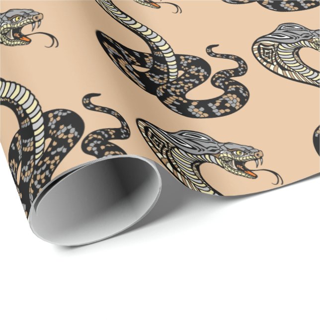 Papier Cadeau papier d'emballage de serpent de cobra (Coin rond)