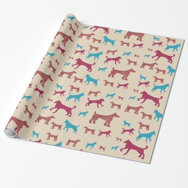 Papier Cadeau Papier d'emballage de silhouette de chien (Déroulé)