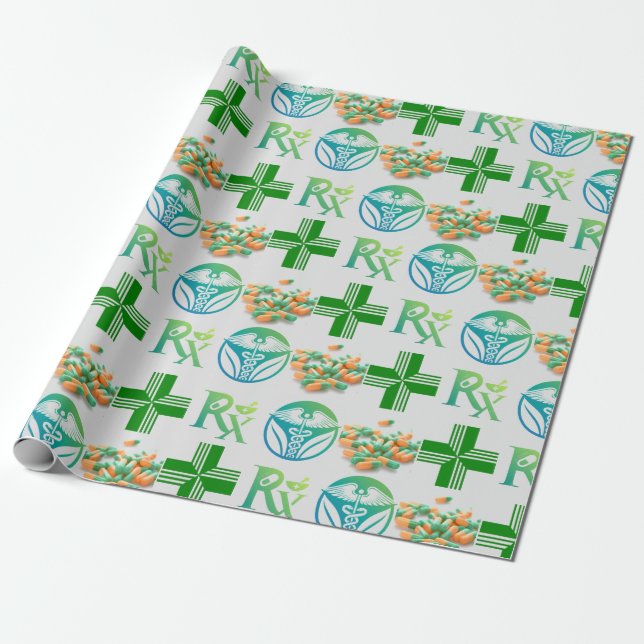 Papier Cadeau Papier d'emballage de style pharmacie (Déroulé)