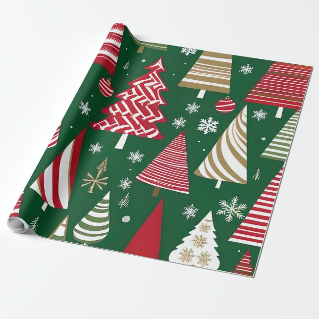 Papier Cadeau papier d'emballage de terre de noël (Déroulé)
