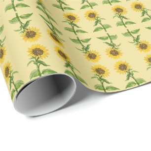 Papier Cadeau Papier d'emballage de tournesol jaune