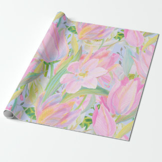 Papier Cadeau Papier d'emballage de tulipe en pastel