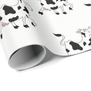 Papier Cadeau Papier d'emballage de vache noire et blanche