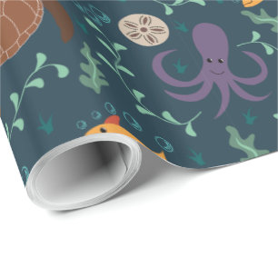 Papier Cadeau Papier d'emballage de vie marine