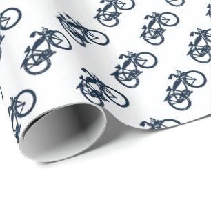 Papier Cadeau Papier d'emballage de vieux vélo bleu