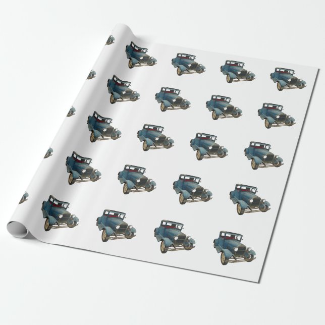 Papier Cadeau Papier d'emballage de voiture ancienne (Déroulé)