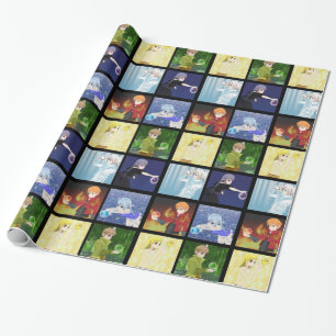 Papier Cadeau Papier d'emballage d'éléments de style d'Anime