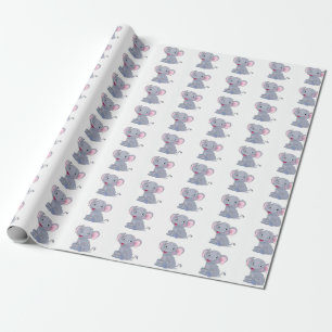 Papier Cadeau Papier d'emballage d'éléphant adorable