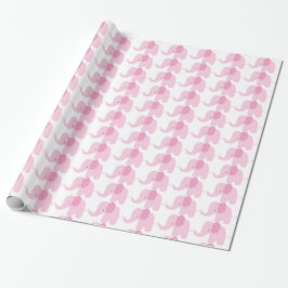 Papier Cadeau Papier d'emballage d'éléphant rose de bébé