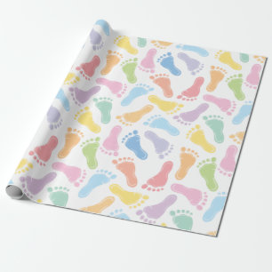 Papier Cadeau Papier d'emballage d'empreintes de pas de bébé