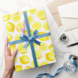 Papier Cadeau Papier d'emballage design citrons d'aquarelle