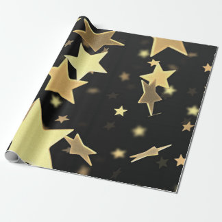 Papier Cadeau Papier d'emballage d'étoiles d'or