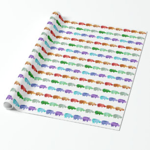 Papier Cadeau Papier d'emballage d'hippopotame d'aquarelle