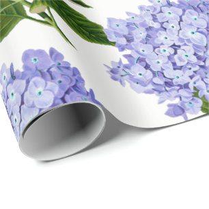 Papier Cadeau Papier d'emballage d'hortensia bleu