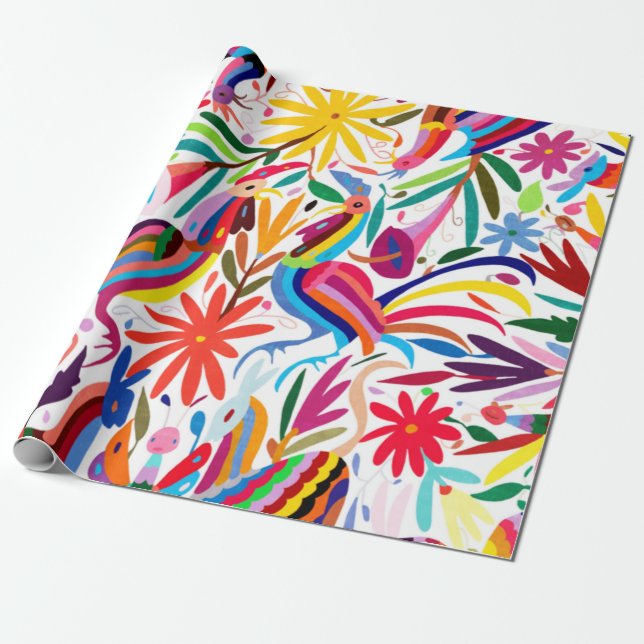 Papier Cadeau Papier d'emballage d'impression couleur Otomi (Déroulé)