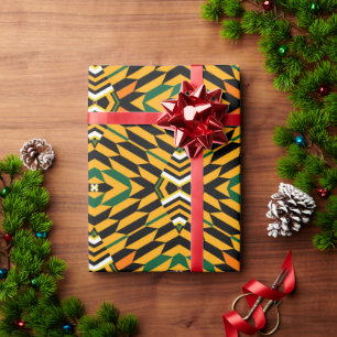 Papier Cadeau Papier d'emballage d'impression moderne Kente jaun
