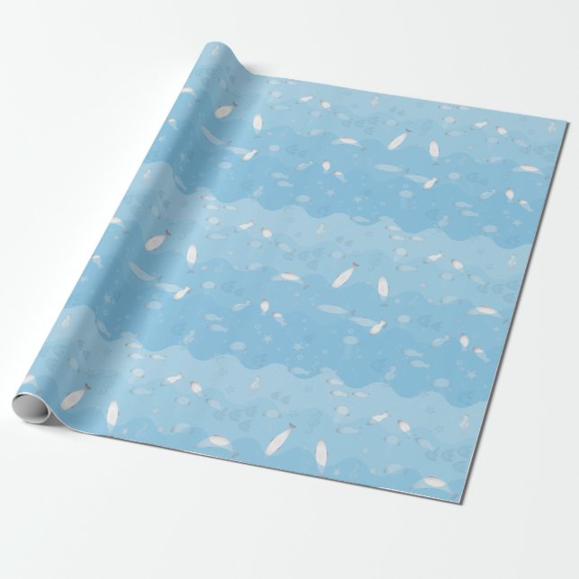 Papier Cadeau Papier d'emballage d'océan bleu (Déroulé)