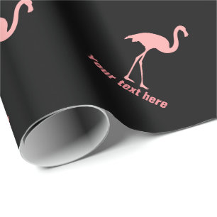 Papier Cadeau Papier d'emballage d'oiseau flamand noir et rose p